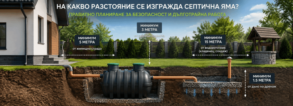 На какво разстояние се изгражда септична яма